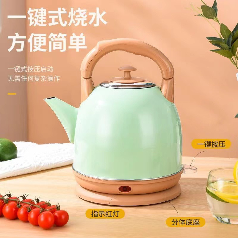 Hervidor 304 hervidero eléctrico eléctrico retro europeo de acero inoxidable tipo spin-in de gran capacidad