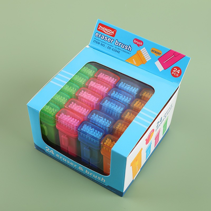 Ahorro de trabajo limpio y colorido borrador para niños Sacapuntas de lápiz creativo borrador cepillo dos en uno suministros de papelería para estudiantes