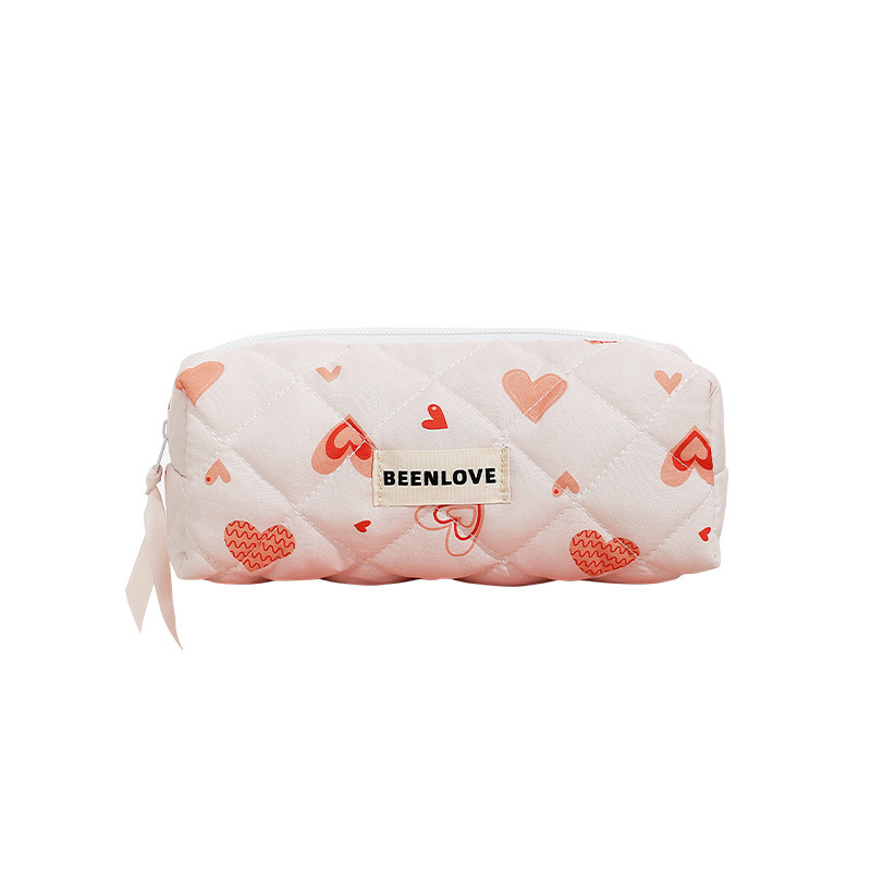 Capacious cosmetic bag with bow, flowered, high-quality style