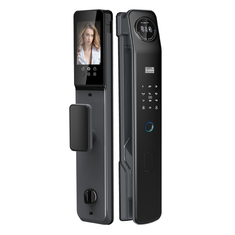 Cerradura de huellas dactilares de identificación facial Cerradura de puerta con contraseña visual de ojo de gato Cerradura de puerta inteligente Cerradura electrónica automática de huellas dactilares desbloqueo