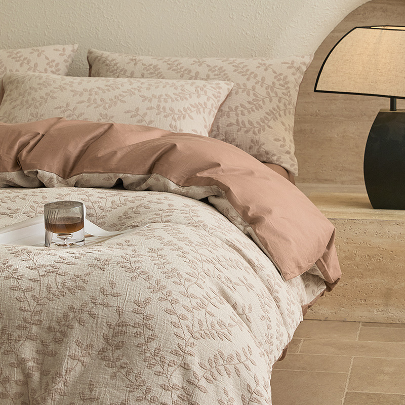 This Is Very Soft~ Cotton Three-Layer Yarn-Dyed Jacquard Bed Four-Piece Set Pure Cotton Student Three-Piece Set Nantong Home Textiles