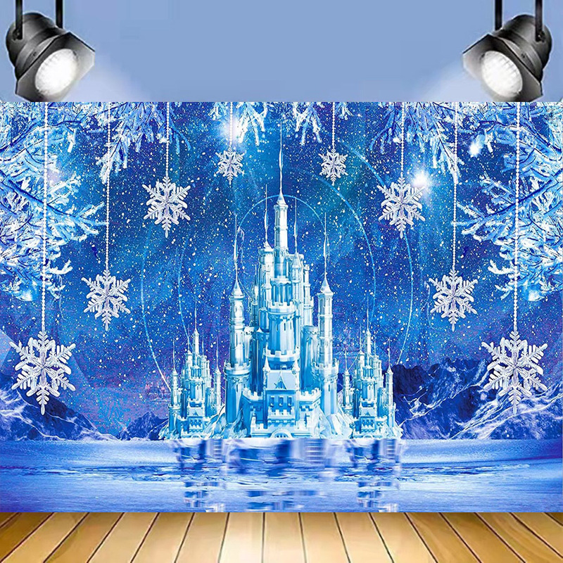Amazon Winter Snowflake Dream Castle Background Cloth Photography 5x7ft Export Frozen Background Cloth Photography