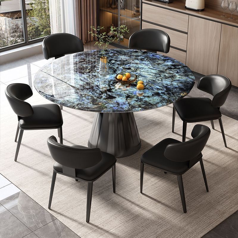 Italian-Style Natural Microcrystalline Stone Extendable Rotating Dining Table for Home Use, Italian Light Luxury Round Table, Foldable Round Table for Small Spaces