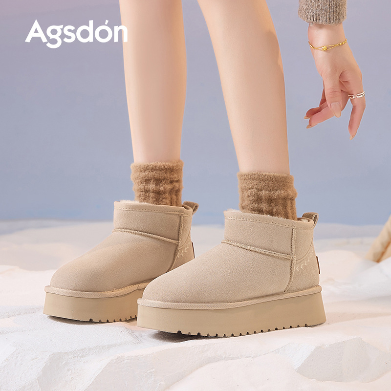 Botas de nieve de fondo grueso para mujeres 2025 nuevo otoño y invierno más terciopelo grueso botas de algodón casuales