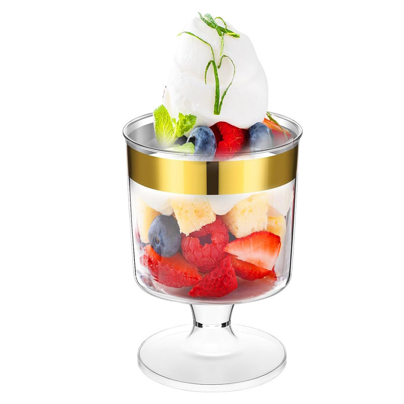Vasos desechables transparentes para postres con tapa y cuchara, para gelatina y mousse