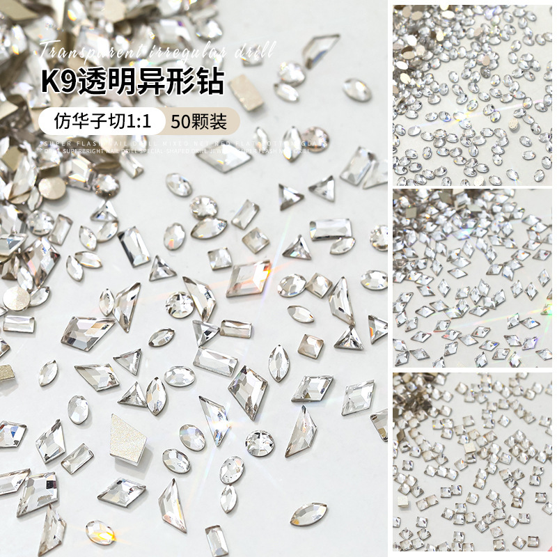 Manicure flat special-shaped diamond wholesale transparent white water drop square horse eye imitation Chinese cut crystal diamond manicure jewelry Manicure flat special-shaped diamond wholesale transparent white water drop square horse eye imitation Chinese cut crystal diamond manicure jewelry