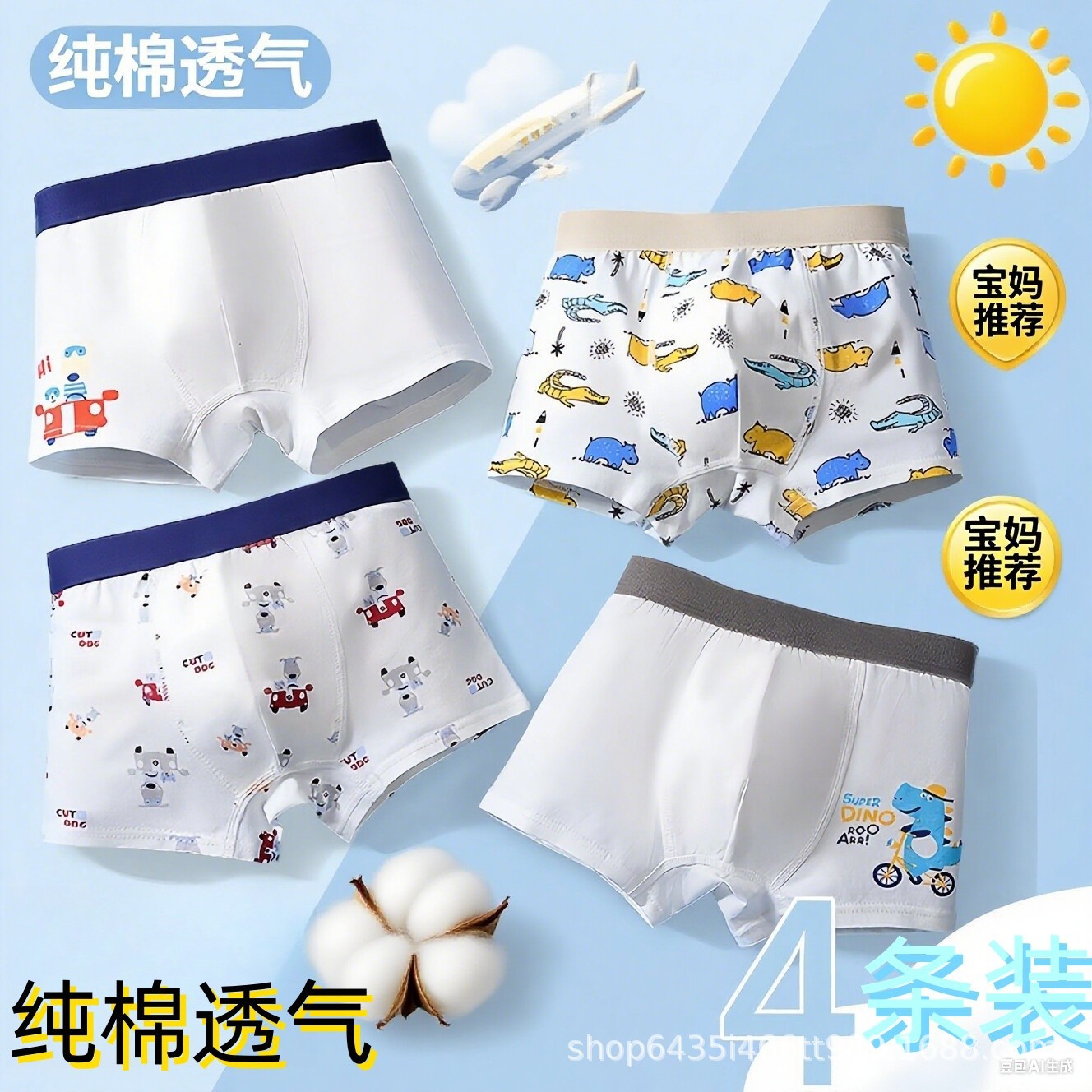 Pure cotton antibacterial baby milk dragon - 4 pieces