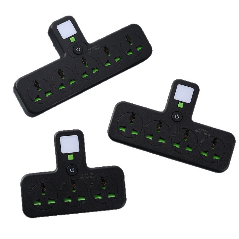 Convertidor de zócalo de carga USB multi-bits TYPE-C negro con lámpara nocturna transfronteriza multipropósito