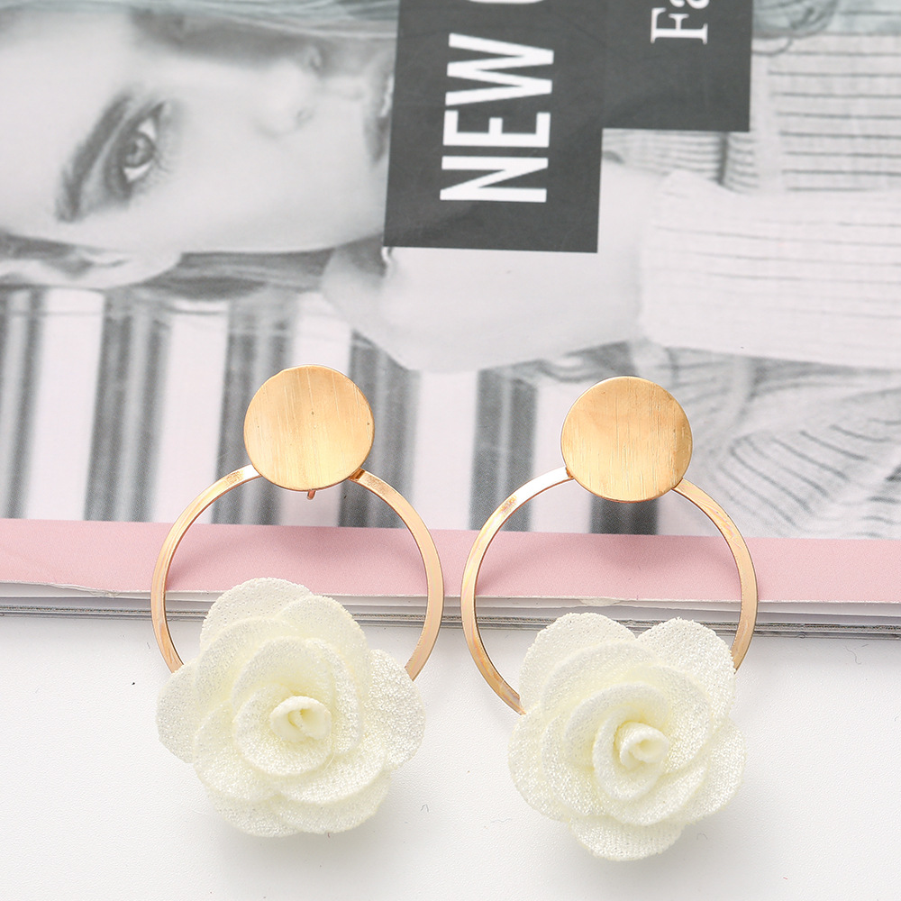 Nouvelle Boucle D&#39;oreille Fleur En Mousseline De Soie Multicouche display picture 7