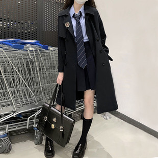 Ys8Jk Uniform Windbreaker Jacket for Women 2024 Autumn and Winter New Japanese Style School Supply Outwear Mid-Length with Badge