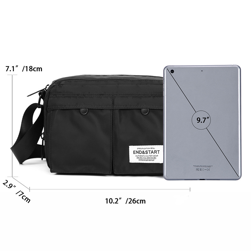 Bolso de hombro impermeable de estilo japonés de moda casual simple clásico crossbody bolsa de mensajero de los hombres relajados bolsa de viaje de múltiples compartimentos