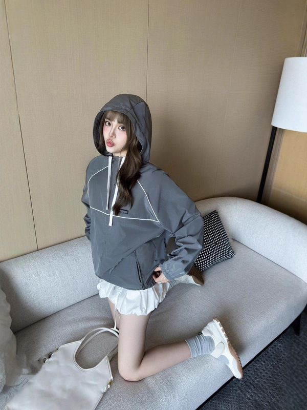 天花板版本现货高品质MU家新款拉链风帽夹克外套宽松版型男女同款|undefined