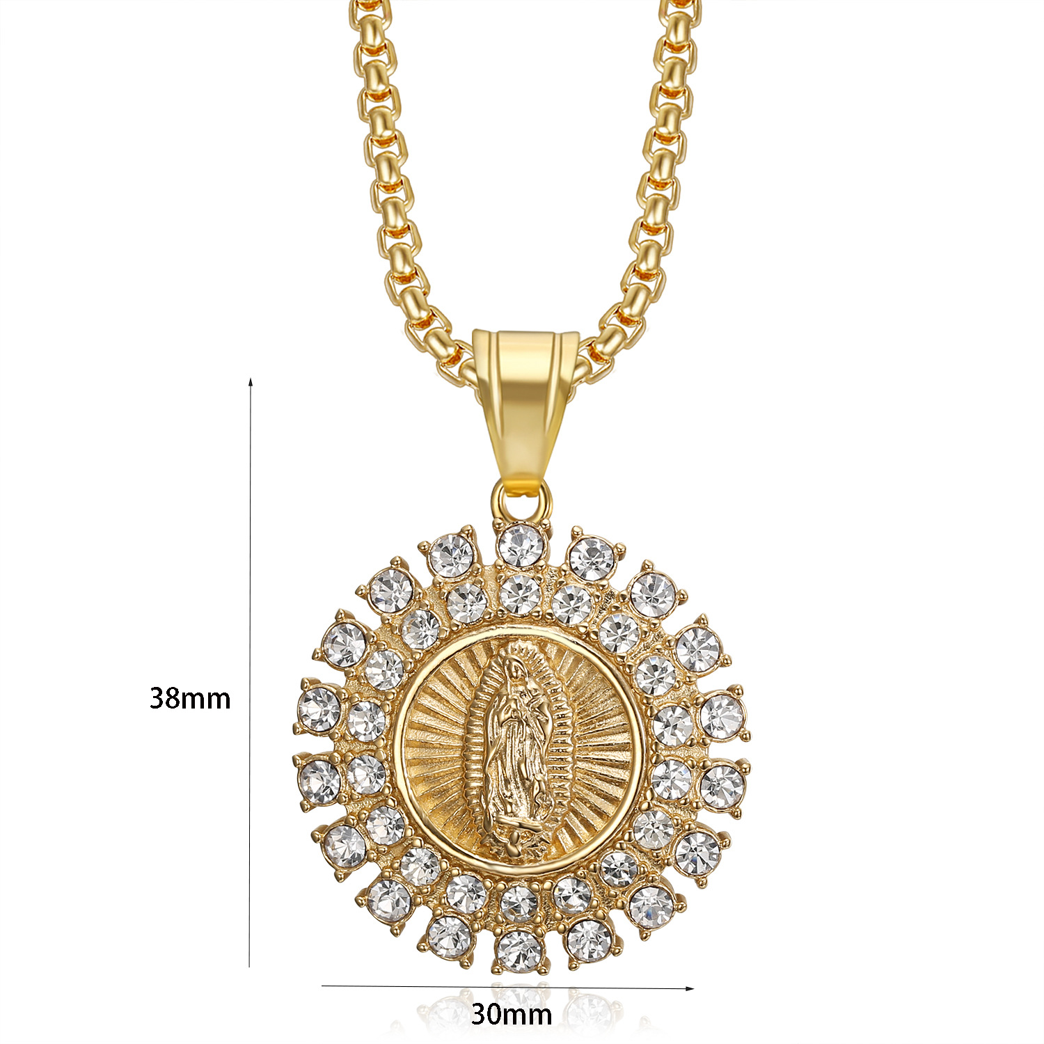 20g Weight Pendant, Chain Jewelry Making Type 18K Gold Plated Plating Material Hip-Hop Human Titanium Steel Plating Rhinestones 18K Gold Plated Men's