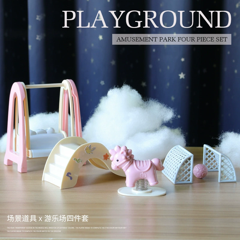 Miniature Dollhouse Furniture Set, Multicolor Plastic, Multi-Scene Kit (Tables, Beds, Kitchen)