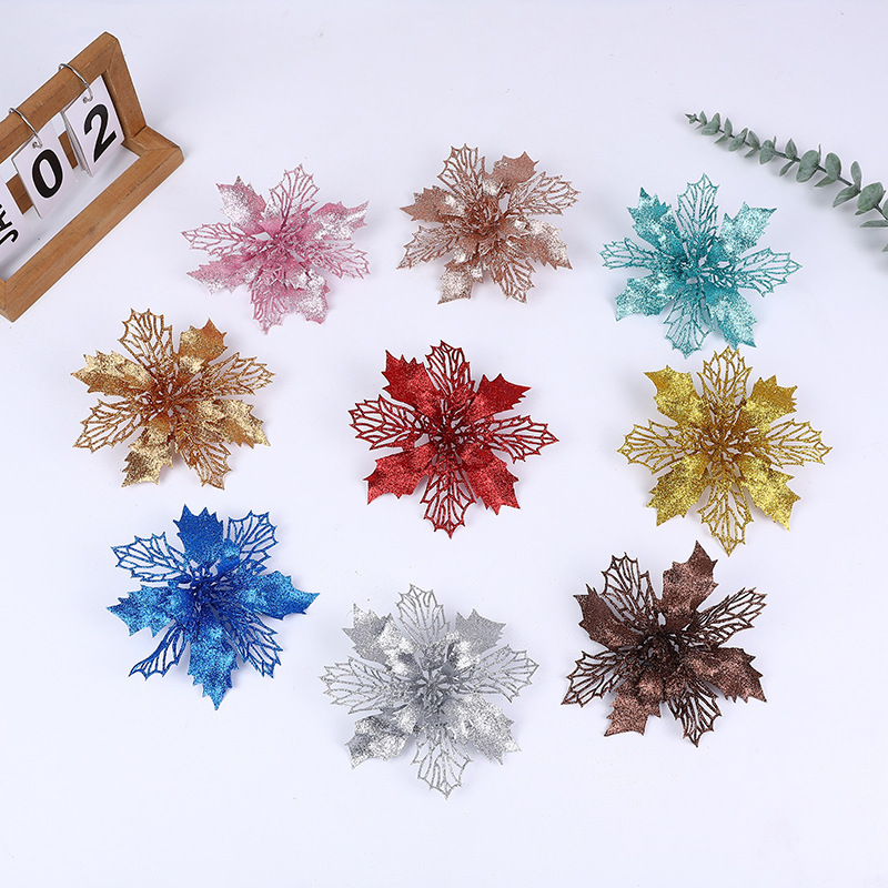 半空網クリスマス花クロスボーダークリスマス金粉プラスチック花シミュレーション花クリスマス装飾花輪源メーカー卸売り|undefined