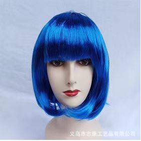 Suministro transfronterizo Carnaval Qi Bangs estudiante Festival de Pelo colorido BoBo cabeza Halloween estudiante corto Peluca de pelo tocado image 12