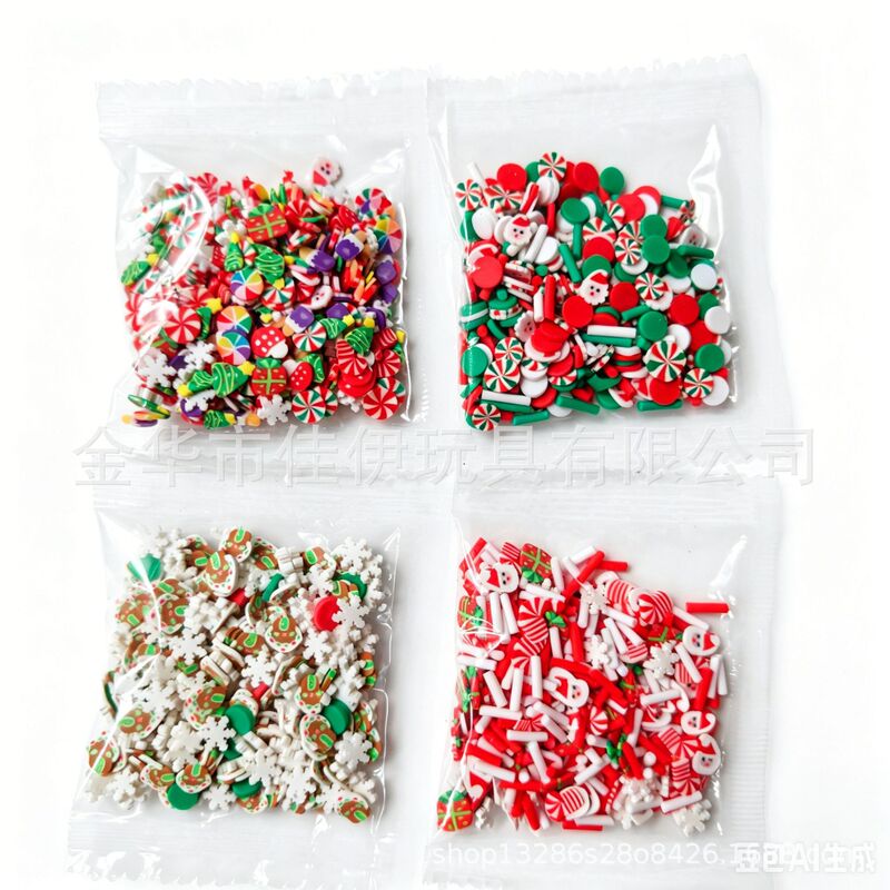 Christmas Soft Clay Slices, Handmade Slime Filling Accessories, Candy, Snowflakes, Candy Canes, Gingerbread Men, Creative Mixed Materials