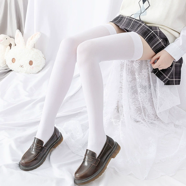 Velvet over the knee [White]