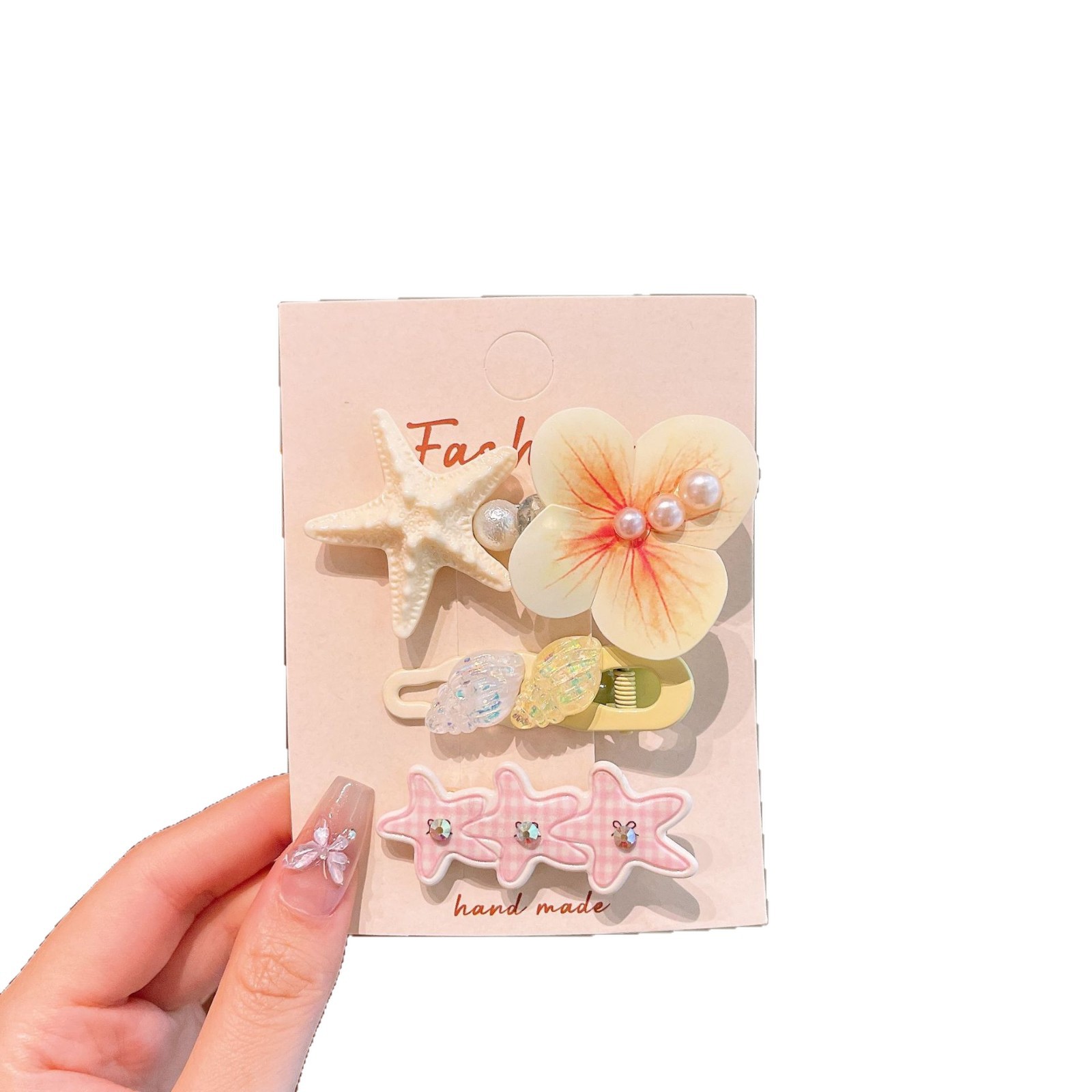 Orquídea de mariposa flores niños clip de boquilla conchas estrellas de mar pinzas de borde clip super hadas clip de cabello para niñas adornamiento para el cabello