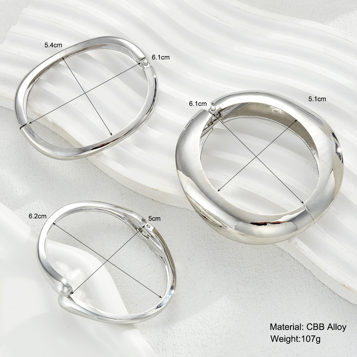 Brazalete geométrico irregular transfronterizo de Europa y Estados Unidos diseñado por la industria pesada simple brazalete fotosensible 3 piezas brazalete