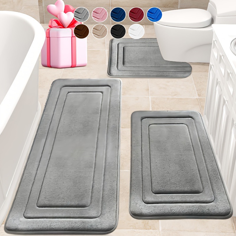 Herringbone Coral Velvet Floor Mat Thickened Absorbent Bathroom Floor Mat Toilet Three-Piece Combination Anti-Slip Mat Cross-Border Export