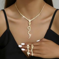 Eurasian cross-border foreign trade popular accessories snake element necklace earrings set personalized fashionable retro snake