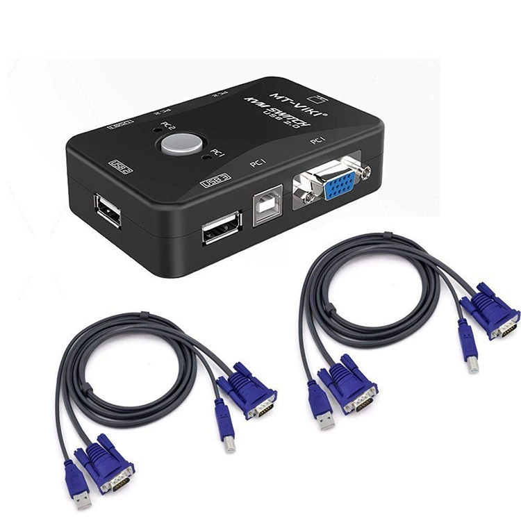KVM switch 2 port USB HD VGA computer keyboard mouse host sharing device 2 inlet 1 VGA switch