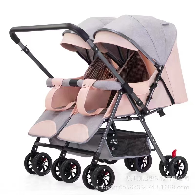 Cochecito Doble para Gemelos de Aleación de Aluminio con Amortiguación de Resorte Reversible para Bebés de 0 a 3 Años image 19