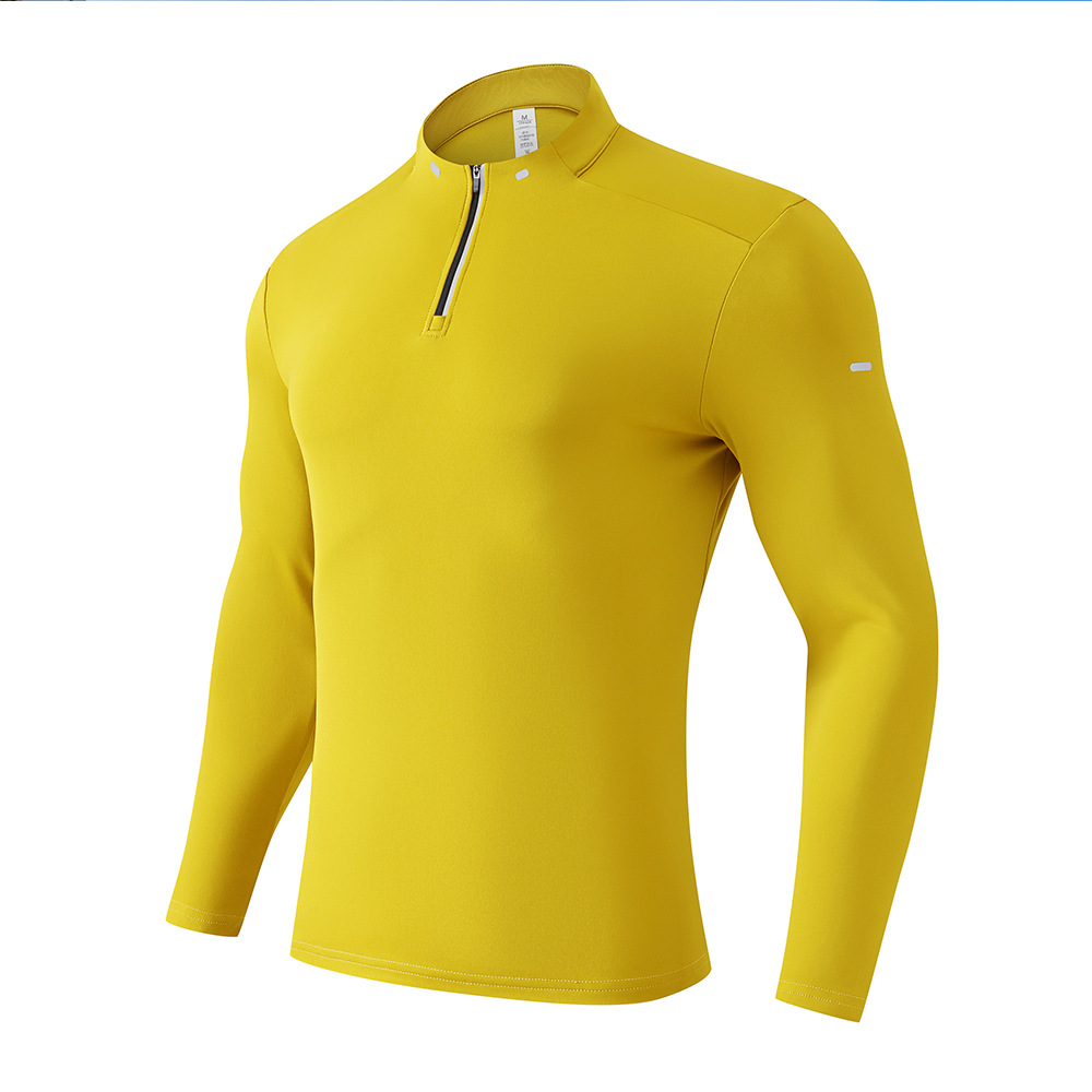 Ropa de secado rápido de hombre al aire libre de cuello medio cremallera camiseta de manga larga camiseta polo para correr ropa de entrenamiento de fitness casual