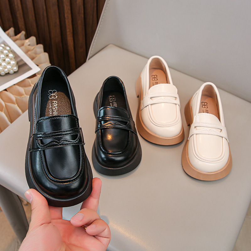 2025 New Spring and Autumn Soft-Soled Girls' Small Leather Shoes, Spring and Autumn Soft-Soled Children's Versatile Loafers, Princess Shoes, British Style