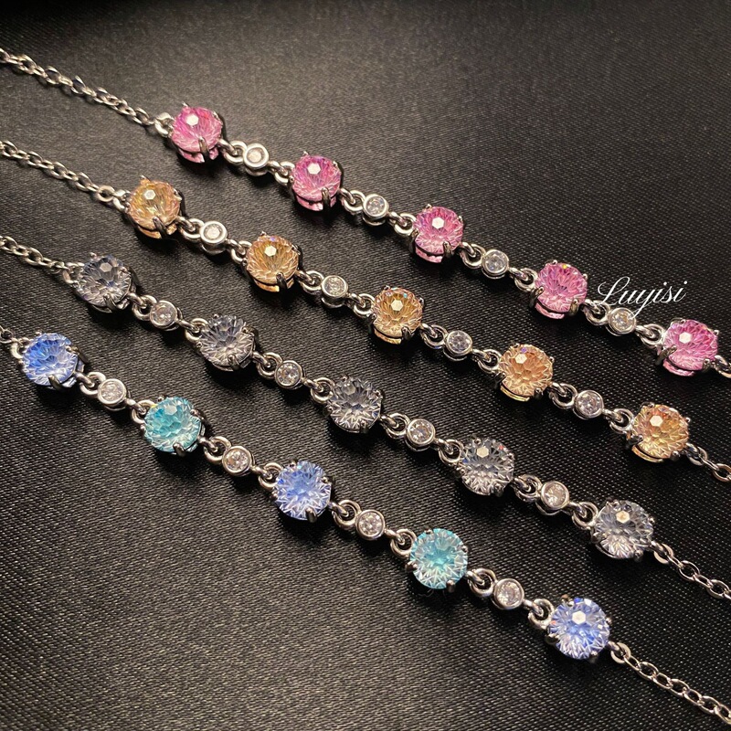New Live Broadcast Hot-Selling Topaz Fireworks Cut Bracelet for Women, Fashionable Light Luxury Fully Inlaid High Carbon Diamond Aquamarine Bracelet