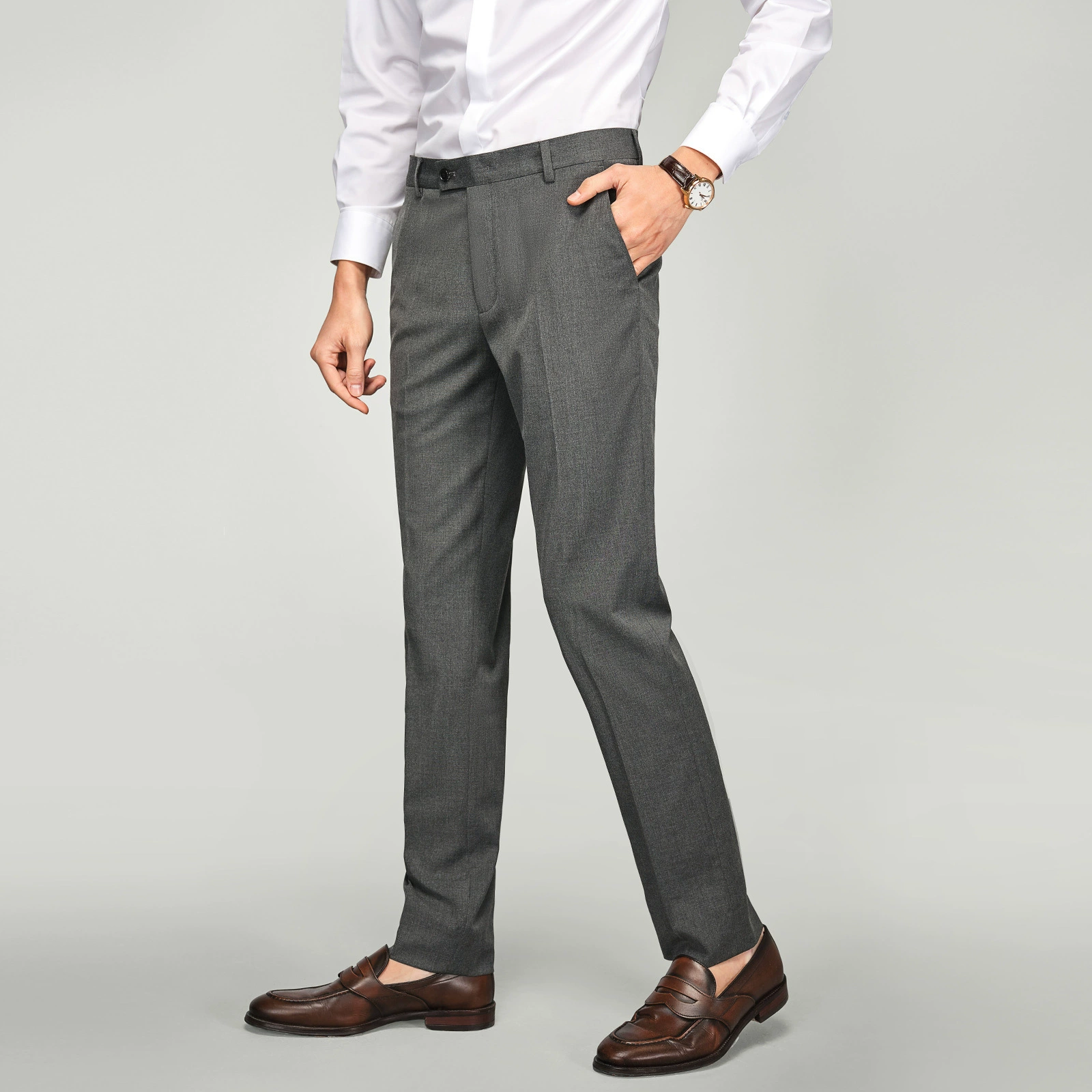 215 профессиональных мужских повседневных костюмных брюк, толстые свободные мужские брюки с прямыми штанинами, деловые брюки, осенние и зимние костюмные брюки, оптовая продажа