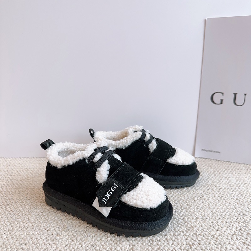 Winter Teddy fleece children's snow boots for men and women, non-skid plush cotton children's shoes, genuine leather_voghion.com