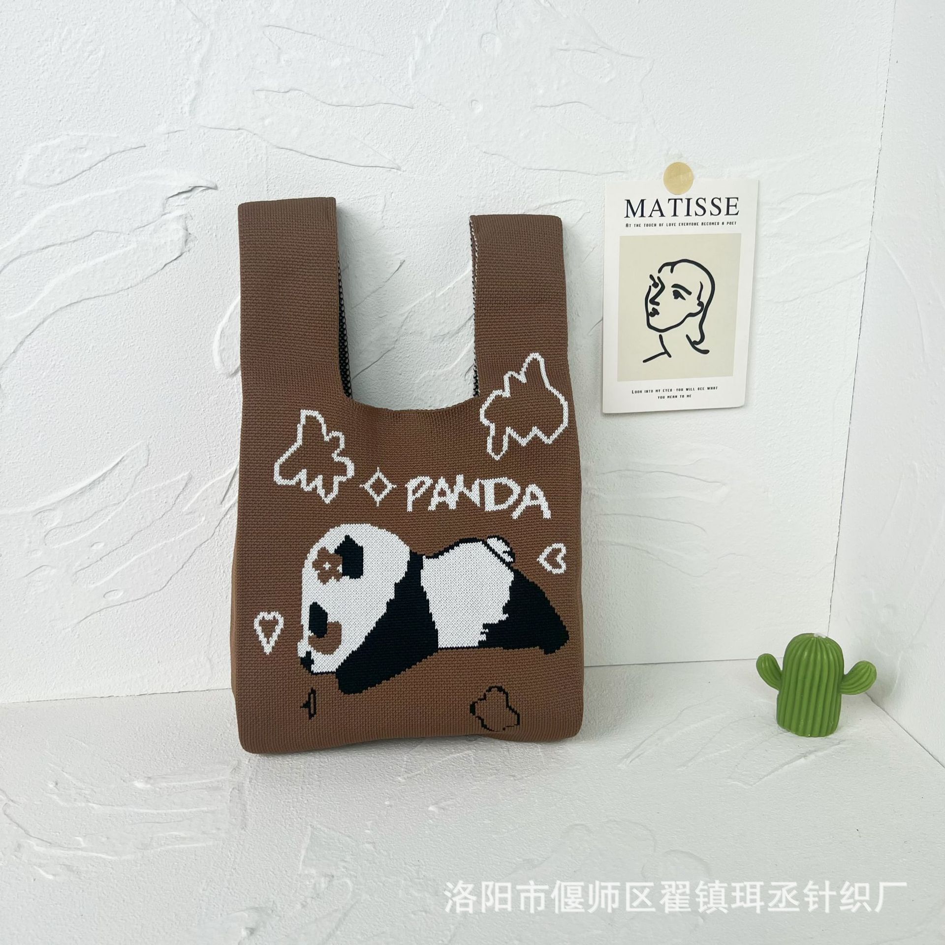 Bolso de punto transfronterizo bolso de punto para mujer bolso de muñeca de todo fósforo bolso Tote bolso tejido de poliéster bolso panda