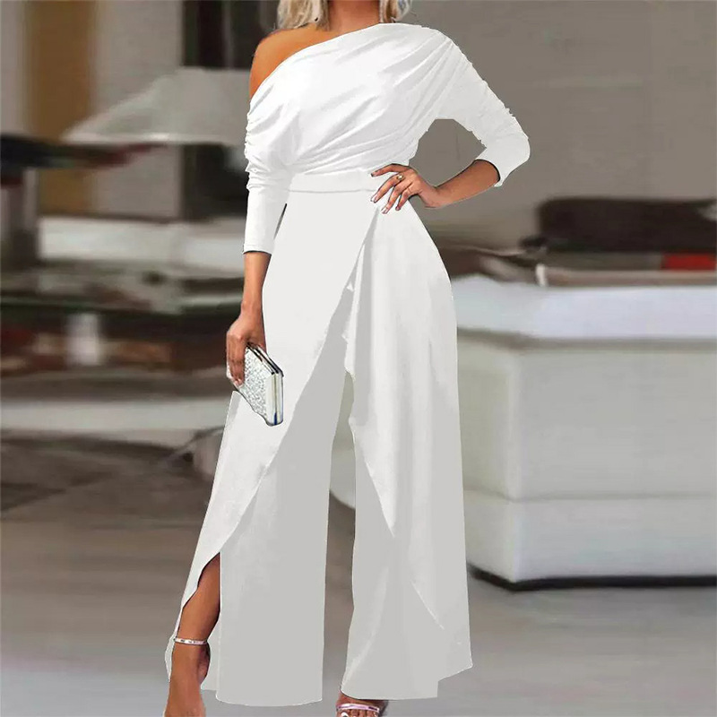 2026 verano de la nueva moda de mujer transfronteriza europea y americana camiseta de cintura alta de color sólido camiseta de piernas anchas image 3