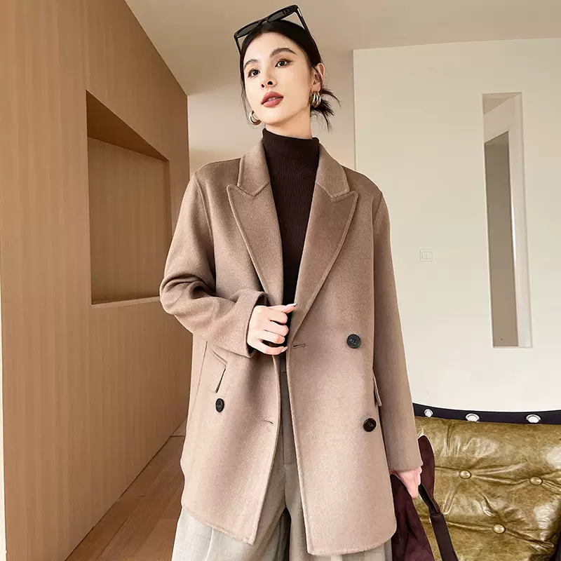 双面羊绒大衣高版本纯羊毛韩版短款通勤双面呢外套女小西装职场