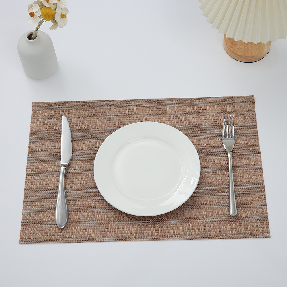 Nuevo mantel de PVC tejido a rayas fácil de cuidar estera de aislamiento de dos colores antideslizante