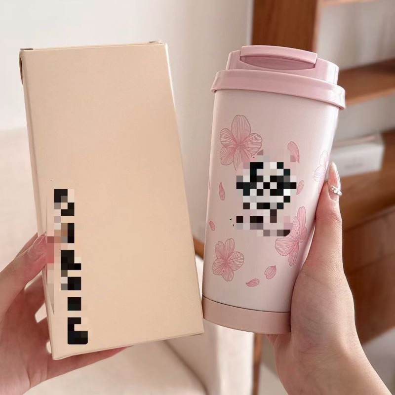 星爸樱花世界咖啡杯304不锈钢高颜值保温杯大容量车载水杯500ml|undefined