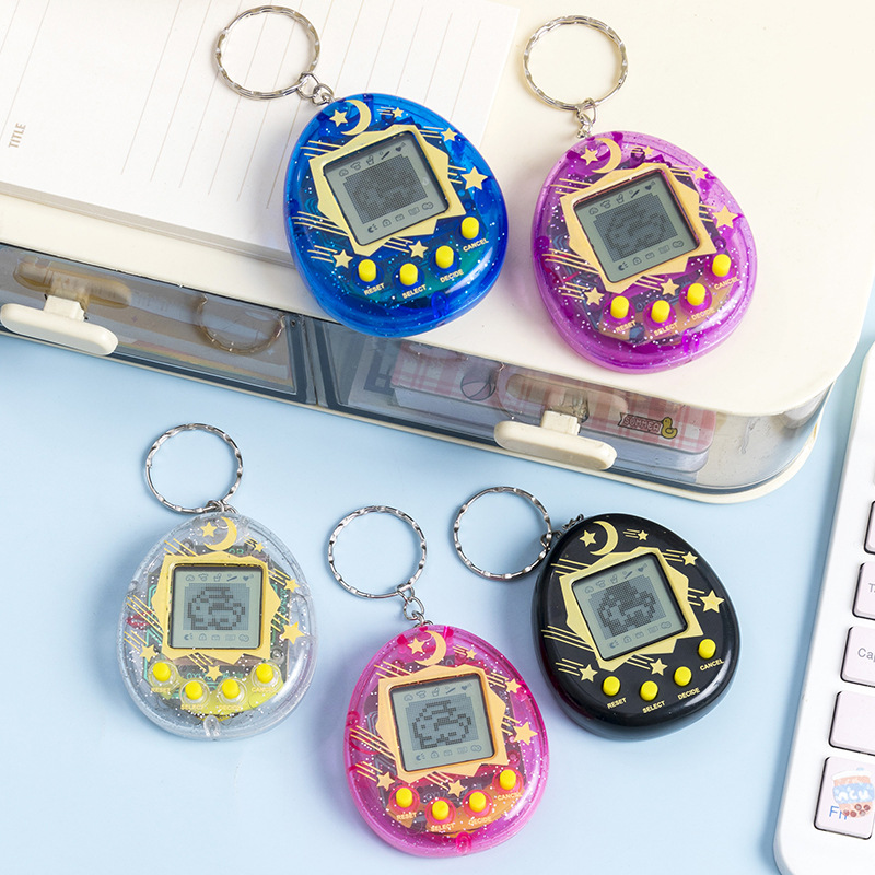 Cross-Border Mini Handheld Electronic Pet Game Console Virtual Development Elf Pet Game Handheld Toy Keychain