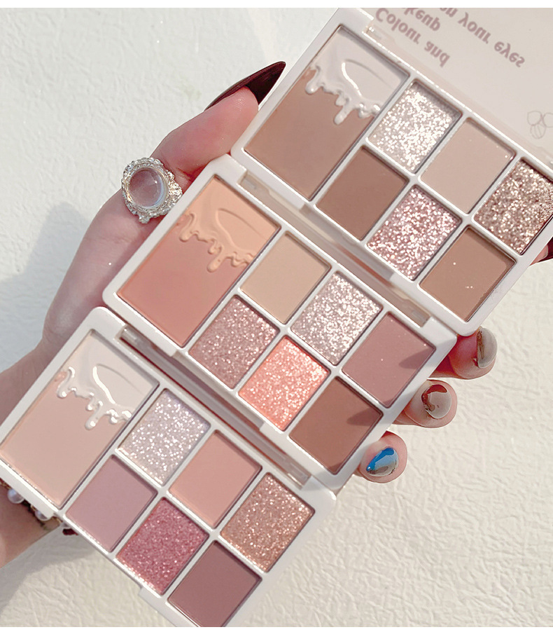 xixi Chestnut 7-color Eyeshadow Palette, Oatmeal Milk tea, nude Chestnut Milk Coffee, Earth Tone Eyeshadow, pearlescent and matte, versatile undefined