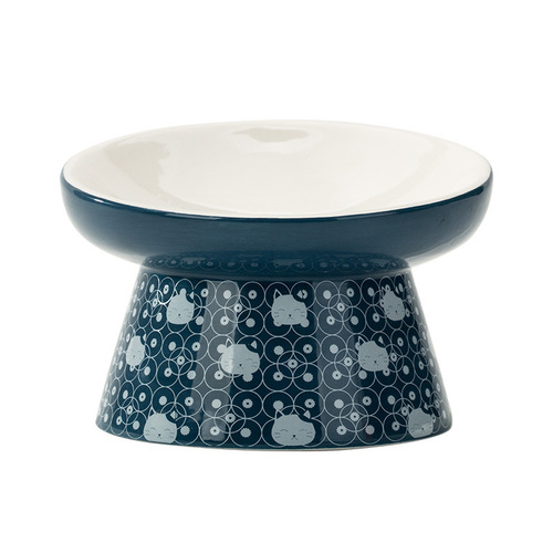 Japanese style ceramic cat bowl double bowl food bowl dog bowl cat drinking bowl slant mouth rice bowl cat drinking pet supplies