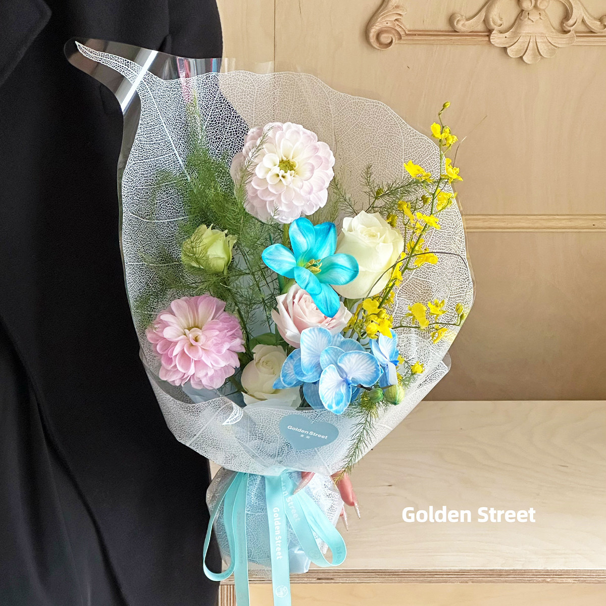 Una hoja de bodhi hoja transparente ramo de flores en papel floral material de embalaje de flores de papel de forma especial florista materiales de flor al por mayor