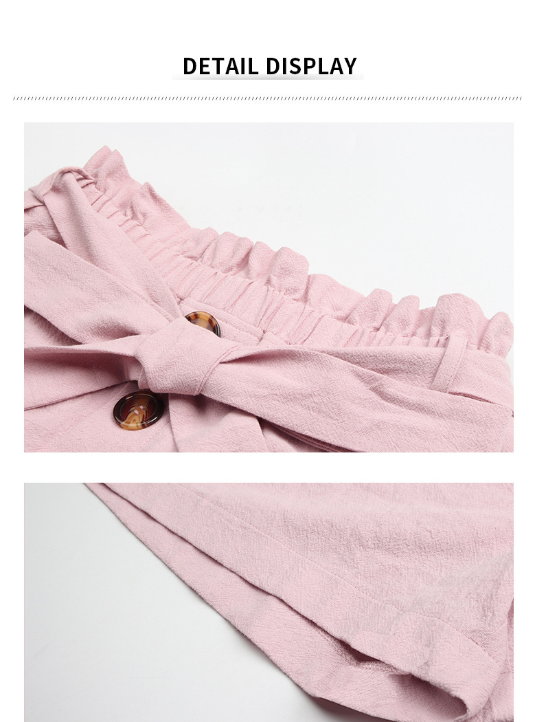 solid color lace-up straight shorts NSKA121435