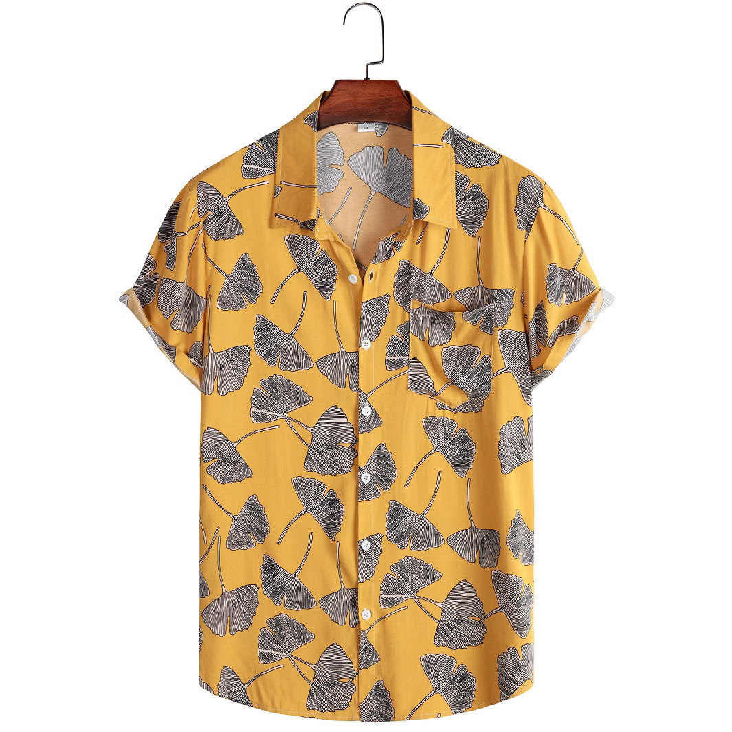 Camisa floral de manga corta de playa para hombre Camisa estampada casual hawaiana Comercio exterior Primavera y verano Nuevo 2023 Amazon