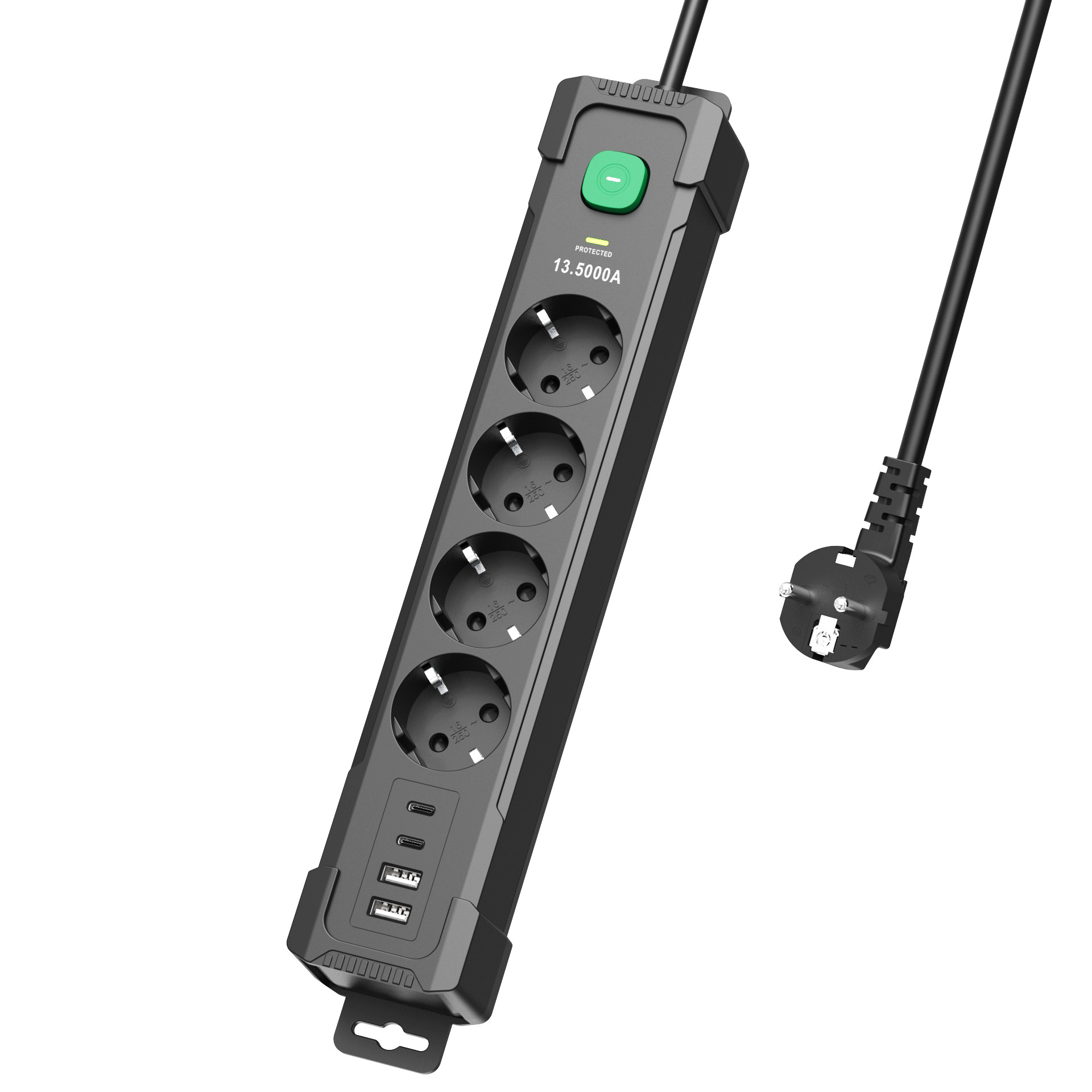 欧规浪涌保护插座带挂钩防雷插座排插魔方塔式插座过CE认证跨境