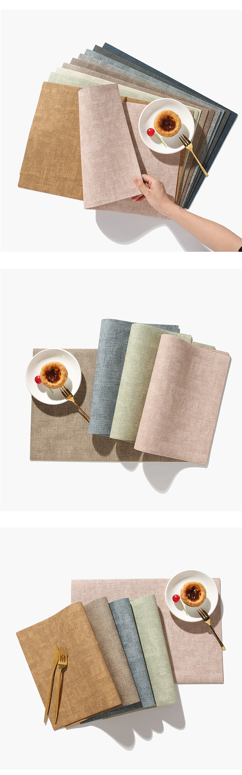 Set de table carré texturé en cuir Nordic INS, double face, pour la maison, l'hôtel, les repas occidentaux, imperméable et isolant thermique_voghion.com