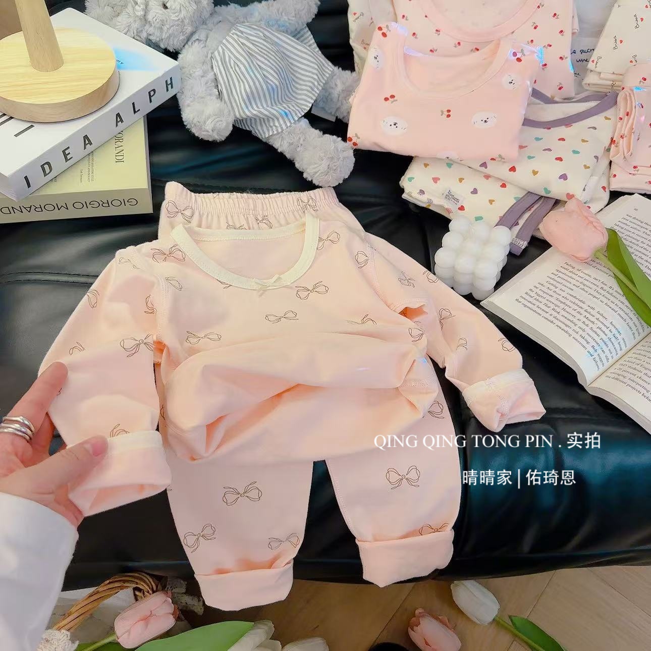 Ropa de estar sin costuras de licra para niños, conjunto de ropa de otoño de algodón puro para niños y niñas, pijamas infantiles.