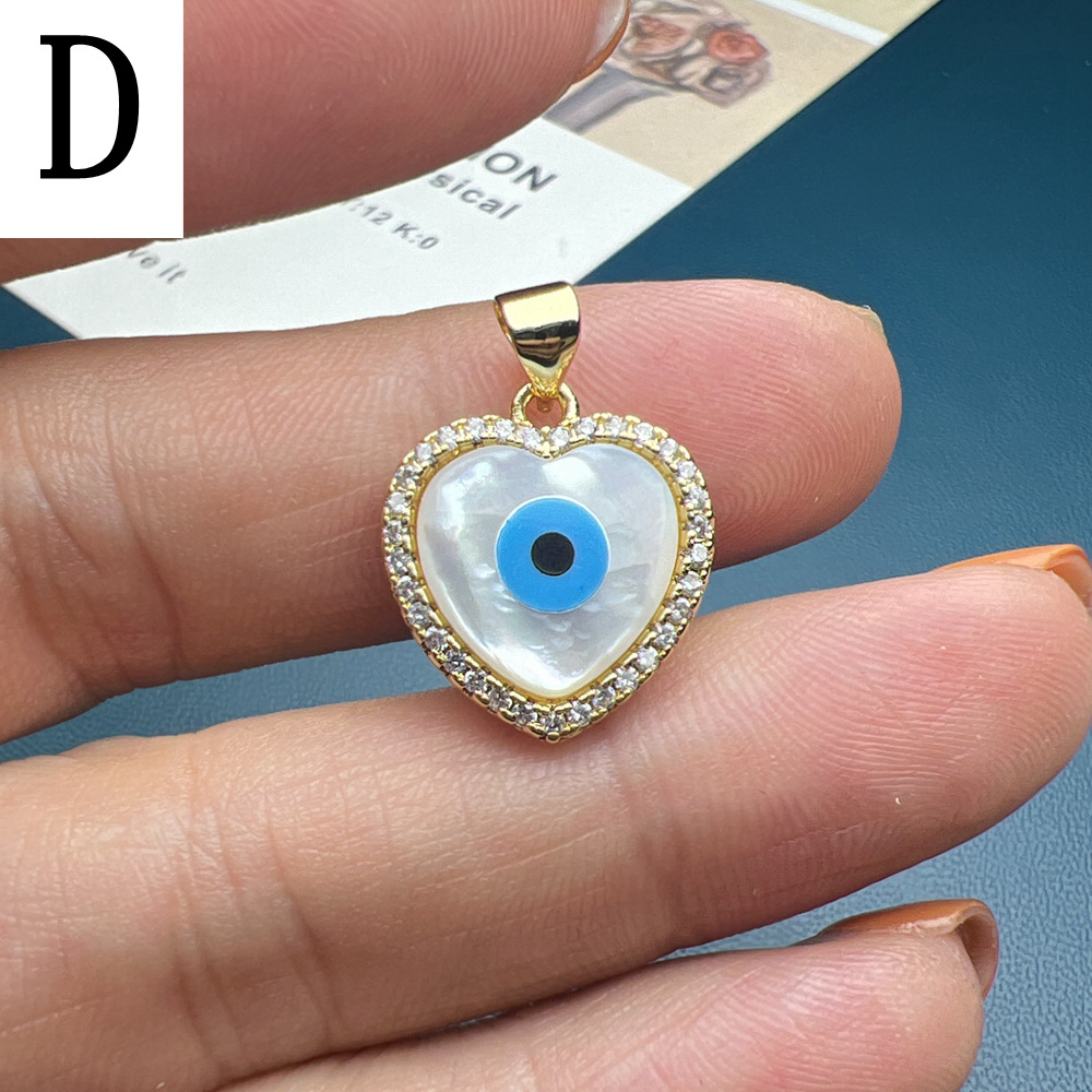 8g Weight Pendant Jewelry Making Type Shell, Zircon Inlay Material DIY Jewelry Accessories Classification 1 Piece Quantity Copper Material Eye Pattern Plating Design Simple Style Style 1 Piece Copper Shell Zircon Eye Pendant 5