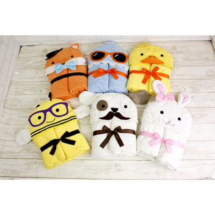 Animal Flannel Soft Children Hooded Bath Towel Cute Fun Home Birthday Gift Support Customization