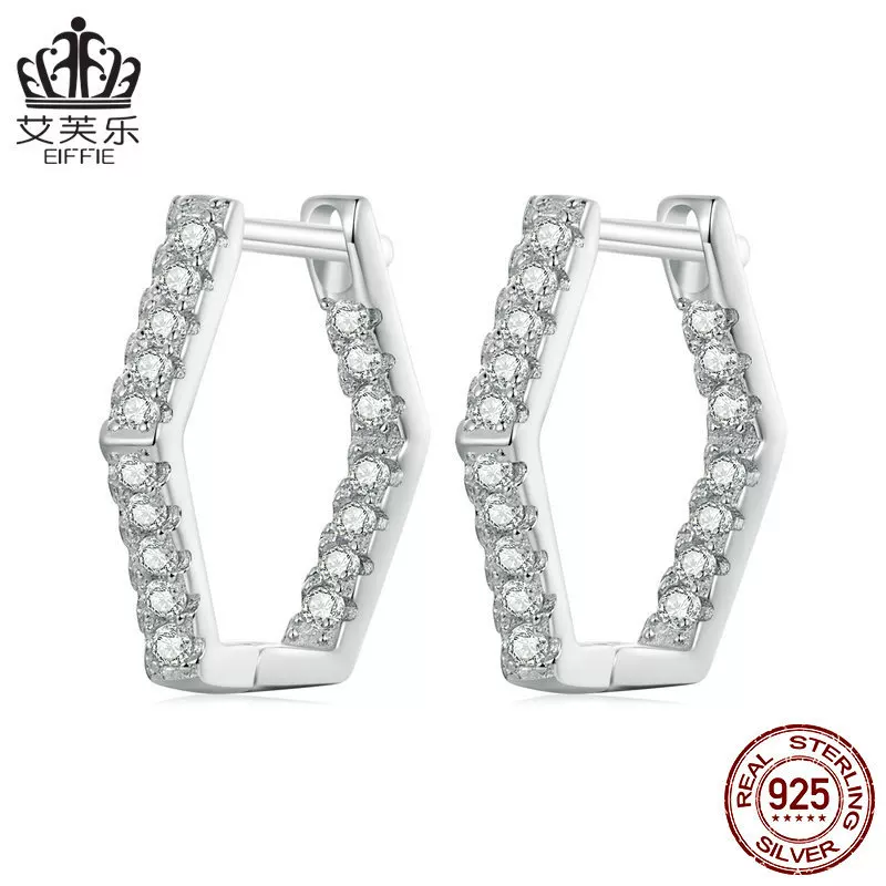 艾芙乐 Genuine earrings, platinum accessory, simple and elegant design, silver 925 sample